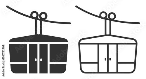 Cablecar transport mountain travel outline icon on transparent background