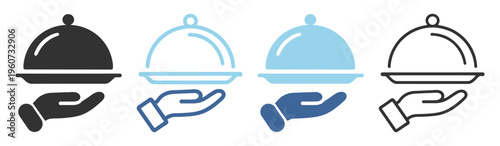 Serving food hand tray restaurant icon on transparent background