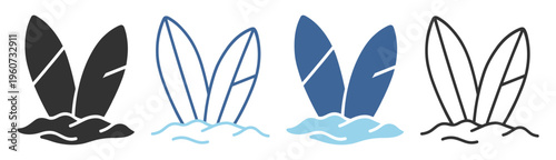 Surfboard sports beach recreation flat icon on transparent background