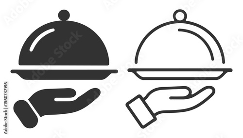 Food Service Dish Hand Catering Outline Icon On Transparent Background