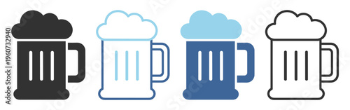 Beer mug drink alcohol bar flat icon on transparent background