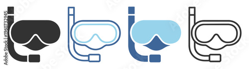 Snorkel diving mask underwater sport flat icon on transparent background