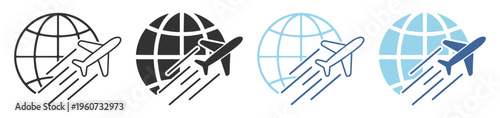 Airplane Travel Flight Transport Outline Icon On Transparent Background