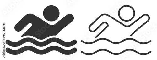 Swimmer sport swim aquatic outline icon on transparent background