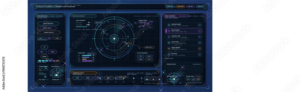 Obraz premium A futuristic cyberpunk game dashboard featuring a tactical display