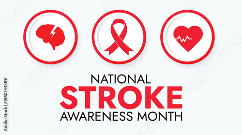 Clean modern vector illustration for American Stroke Month awareness campaign.Ideal for healthcare campaigns, medical posters, social media, and educational materials promoting stroke warning signs an