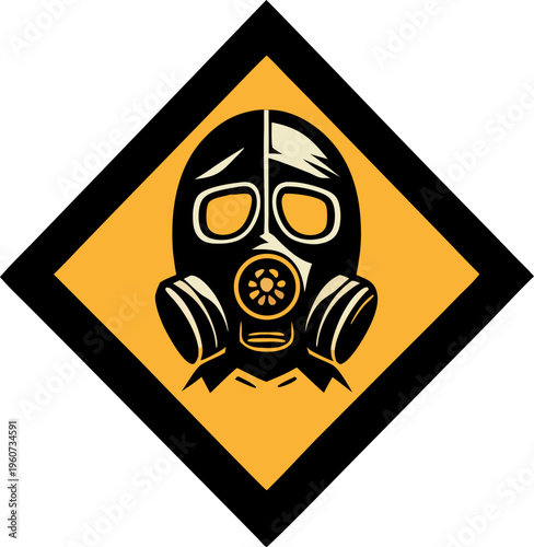 Gas Mask Hazard Warning Sign Icon Design
