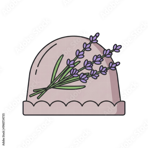 Lavender bouquet on cemetery headstone