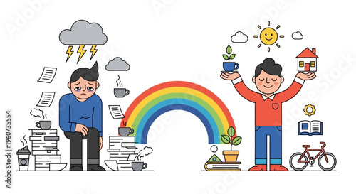 Visualizing the path to work-life harmony Escaping stress and burnout for personal well-being and joyful living