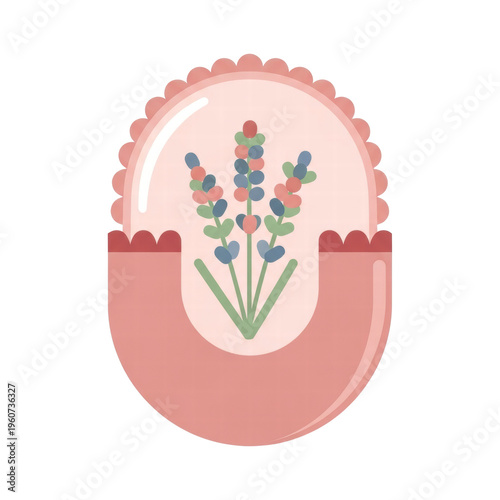 Pastel floral badge illustration