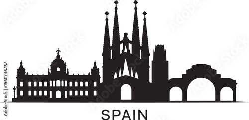 Spain skyline detailed silhouette vector illustration isolated on transparent background design element