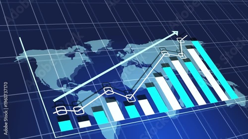 Global Business Growth Chart with Upward Trend and Financial Data Visualization