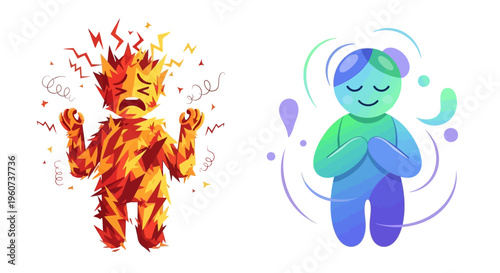 Visualizing emotional states from intense stress and anger to profound inner peace and calm through mindfulness and meditation