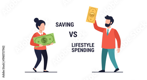 Navigating Financial Choices Illustrative Concept of Balancing Personal Savings with Modern Lifestyle Spending Habits