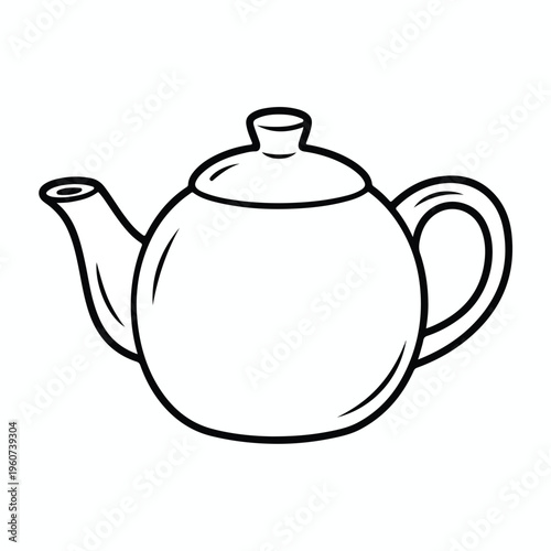 A traditional blue ceramic teapot with a shiny porcelain handle is isolated on a white background for kitchen dishware or a hot beverage breakfast