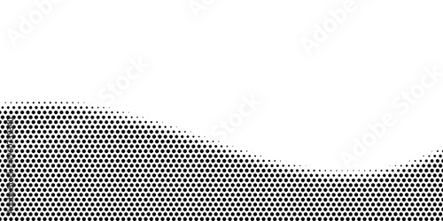 Abstract Black Halftone Dot Wave Background with Bottom Gradient and Large White Copy Space