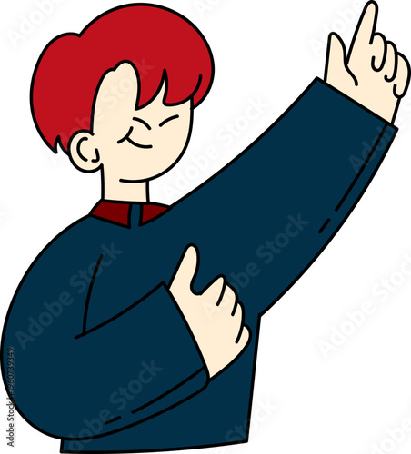 cartoon man pointing up, brand strategy brainstorm