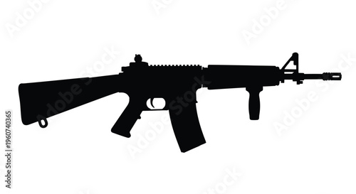 Detailed black silhouette of an ar 15 style assault rifle silhouette