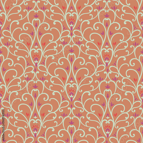 Ornate Bohemian Damask Vine Pattern