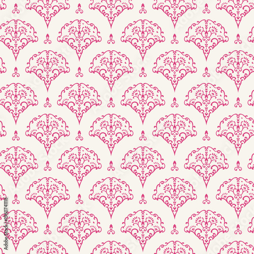 Raspberry Block Print Fan Motif