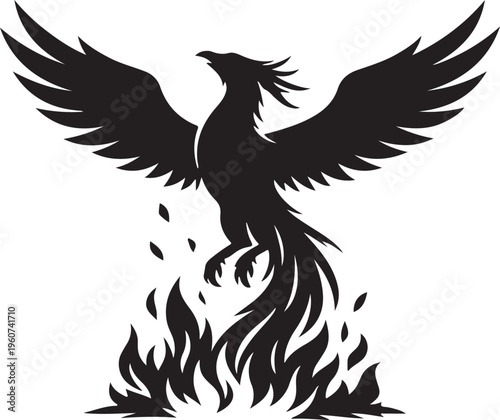 silhouette of phoenix from ashes