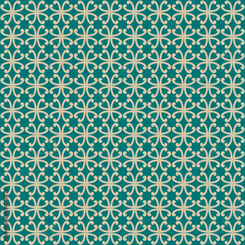 Deep Teal Abstract Curve Geometric Grid