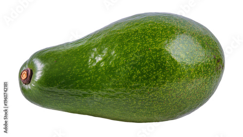 Φωτογραφία Ripe pear-shaped avocado with textured dark green skin and small brown stem, iso