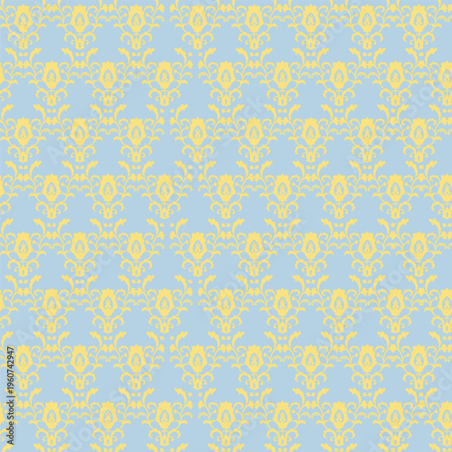 Light Blue Yellow Floral Medallion Background