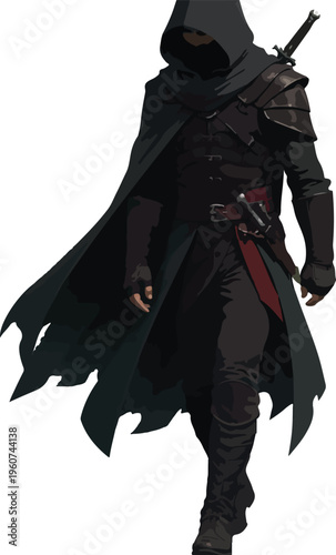 Assassin Ready Combat Pose Flat Illustration Vector Design