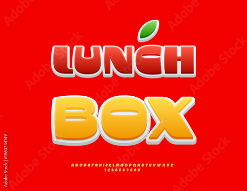 Vector Marketing emblem Lunch Box. Modern Elegant Font. Trendy Alphabet Letters and Numbers set.