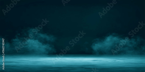 A dramatic nature cloudscape features dark stormy clouds over the deep blue ocean water as light breaks through the moody sky