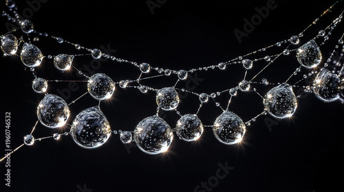 radial. Dew drops in a circular pattern along delicate spider web threads. wildlife magazines, conservation campaigns, designed for wildlife conservation campaigns, supports conservation.
