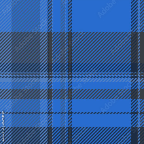 Perfect texture background pattern, cute fabric tartan textile. Summertime seamless check vector plaid in blue and dark colors.