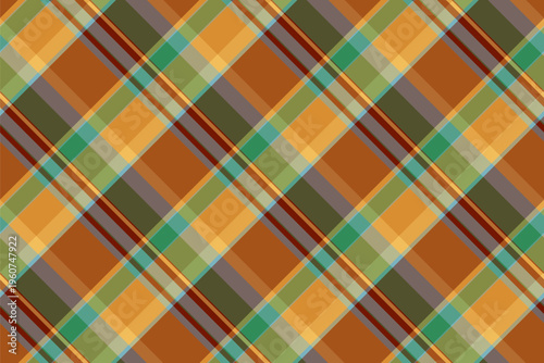 Punk check background seamless, weave plaid tartan vector. Tissue pattern fabric textile texture in pastel and orange colors.