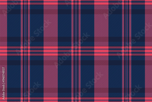 Punk tartan check background, skirt texture plaid vector. Complexity seamless pattern textile fabric in blue and dark colors.