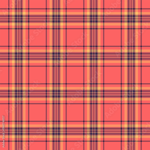 Row fabric textile texture, crossed pattern seamless vector. Commerce plaid background tartan check in red and orange colors.