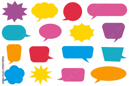 ポップでカラフルなふきだしのイラストセット
