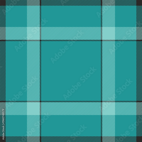 Harmony plaid seamless fabric, lumberjack textile texture pattern. Printout check vector background tartan in teal and dark colors.