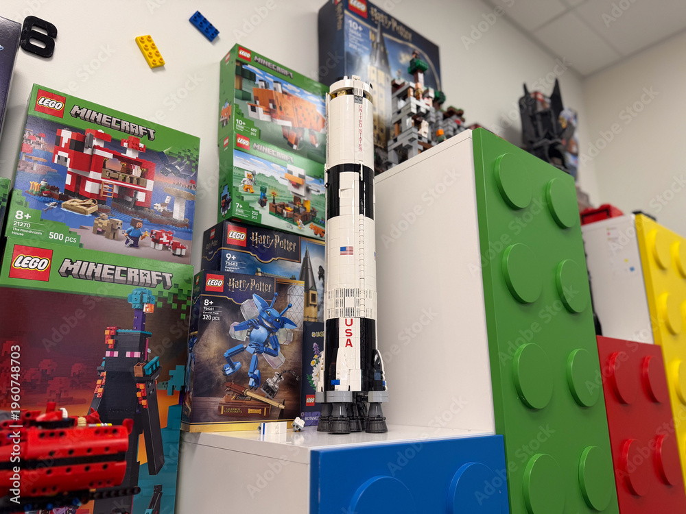 Obraz premium Lego rocket display with boxed sets