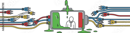 Burnout office worker drained by multiple demands and responsibilities