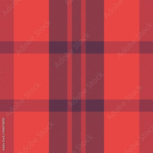 Contour tartan vector seamless, bold background textile fabric. December pattern plaid check texture in red and dark colors.