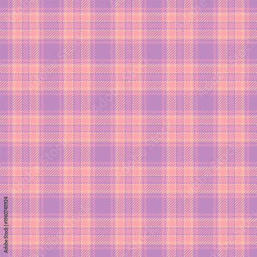 Chequered textile background vector, rest check plaid fabric. Short seamless texture pattern tartan in pastel and pink colors.