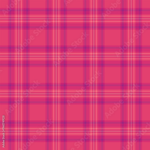 Packaging pattern seamless vector, paisley background fabric check. Elementary textile texture tartan plaid in pink and red colors.