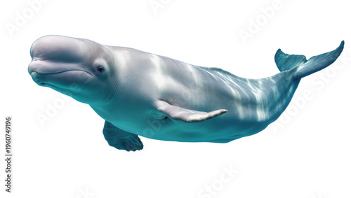 Valokuva Graceful Beluga whale swimming gently with smooth skin displaying its characteri