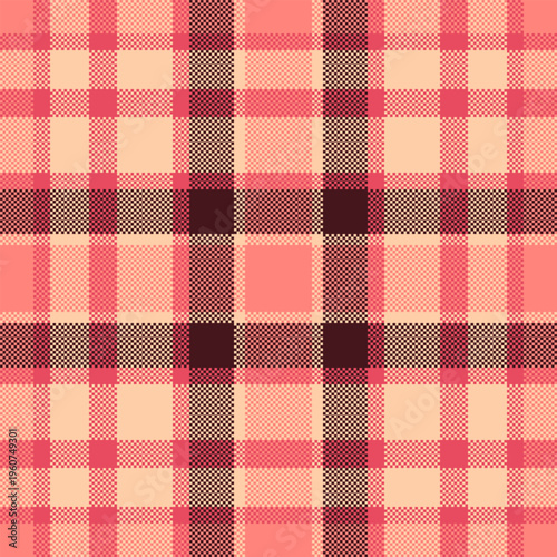 Goose foot fabric tartan seamless, brazil background pattern textile. Female vector texture check plaid in red and orange colors.