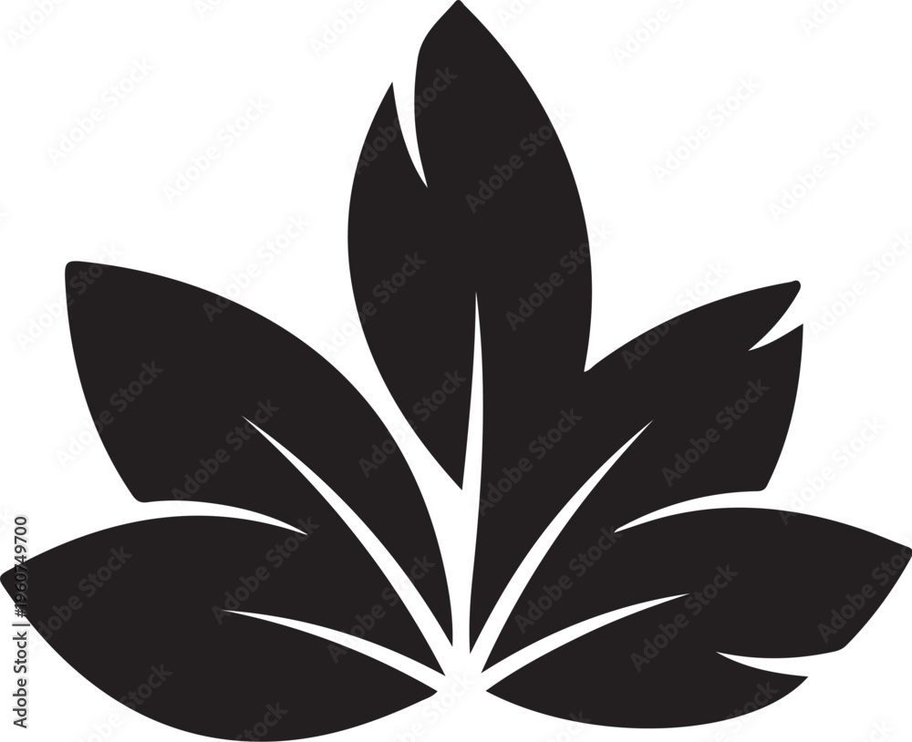 Fototapeta premium Black leaf icon, vector leaf symbol, botanical logo, minimalist design element