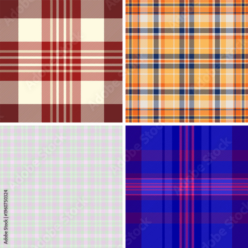 Plaid collection for nostalgic design projects. Classic tartan textures evoke timeless quality.