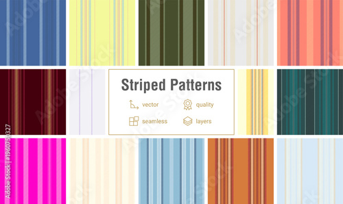 Striped bundle featuring authentic Scottish clan liness. Vector patterns perfect for clothing, home decor, craft, and digital projects.