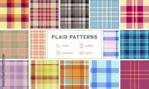 Plaid bundle ideal for holiday signage and flyers. Coordinated repeats enhance seasonal marketing visuals.