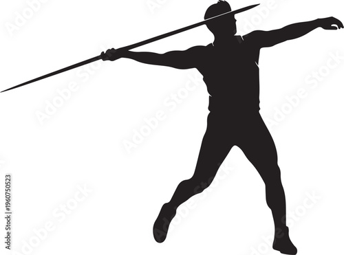 Athlete, sports, javelin throw, silhouette, black, vector icon